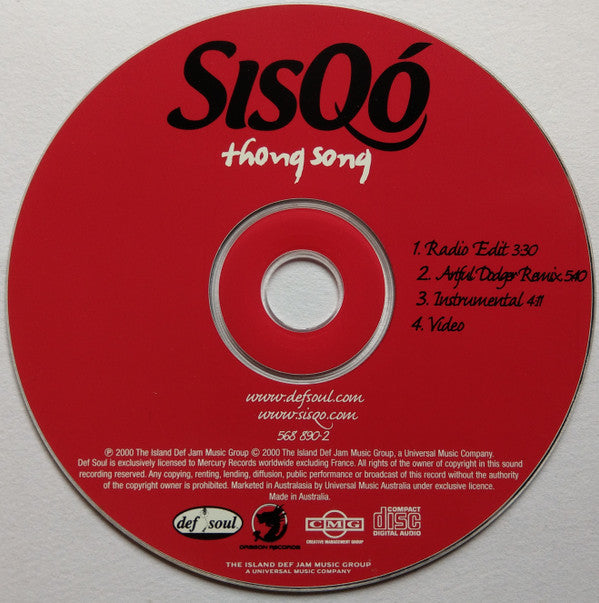 Sisqo : Thong Song (CD, Single, Enh, Car)