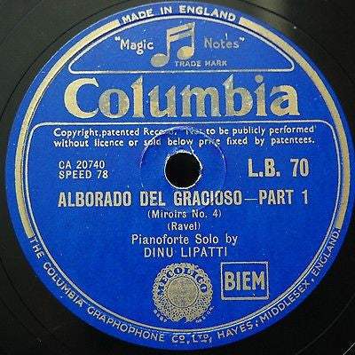 Dinu Lipatti, Ravel* : Alborado Del Gracioso (Shellac, 10")