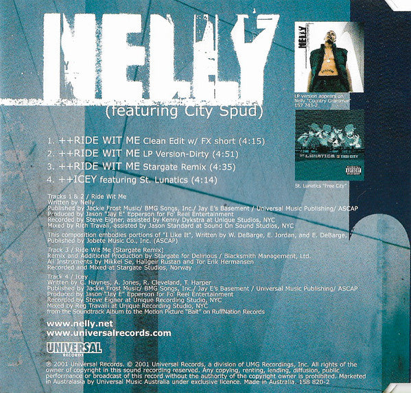 Nelly Featuring City Spud : Ride Wit Me (CD, Single)