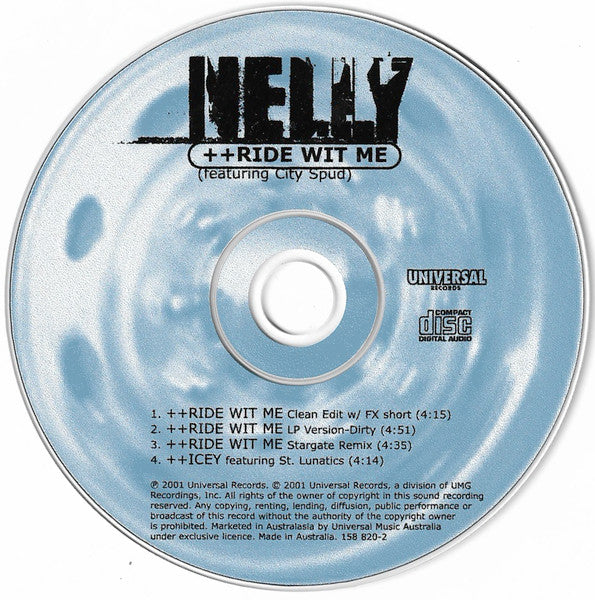 Nelly Featuring City Spud : Ride Wit Me (CD, Single)