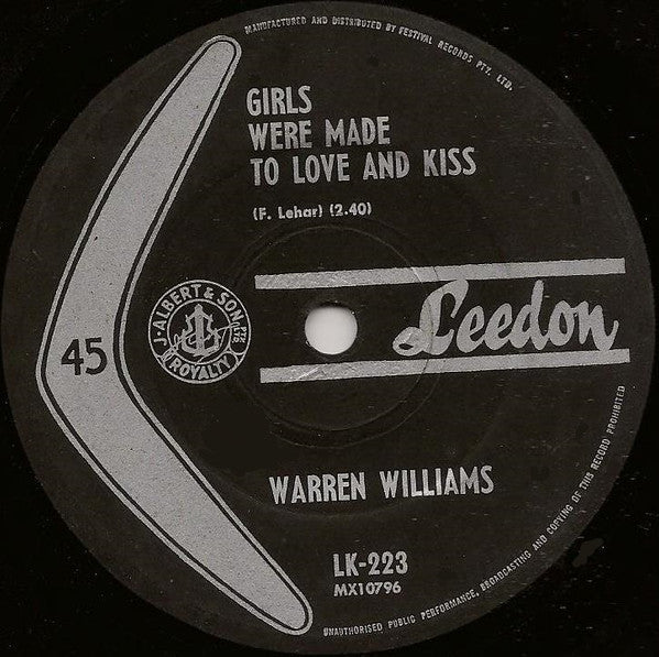 Warren Williams (6) : Too Proud To Cry (7", Single)