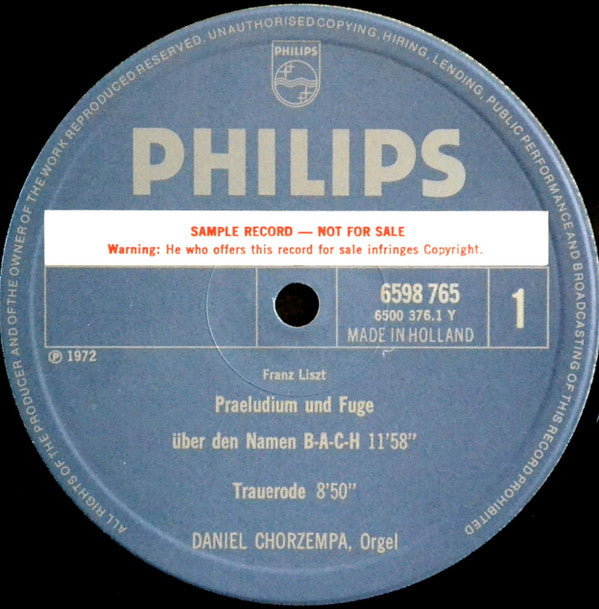 Franz Liszt - Daniel Chorzempa : Orgelwerke = Organ Works = Musique Pour L'Orgue (2xLP, Comp, Promo + Box)
