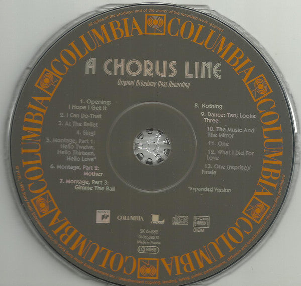 Various : A Chorus Line - Original Broadway Cast Recording (CD, Album, RE, RM)