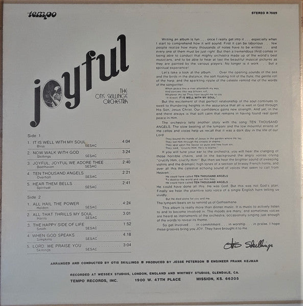 The Otis Skillings Orchestra* : Joyful (LP, Album)