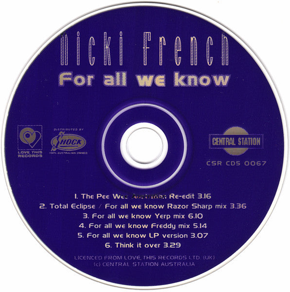 Nicki French : For All We Know (CD, Maxi)