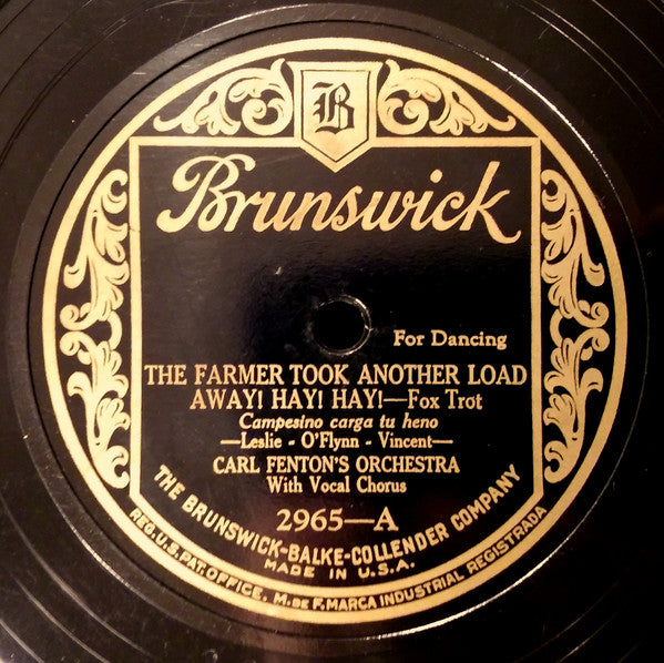 Carl Fenton's Orchestra : The Farmer Took Another Load Away! Hay! Hay! / The King Isn't King Any More (Shellac, 10")