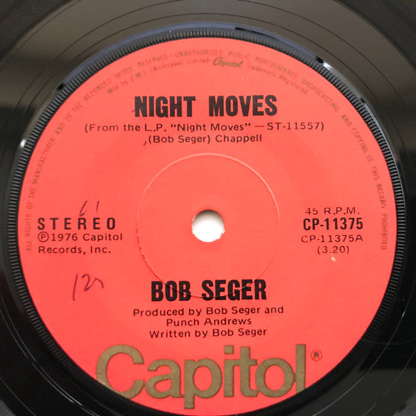 Bob Seger : Night Moves (7", Single)