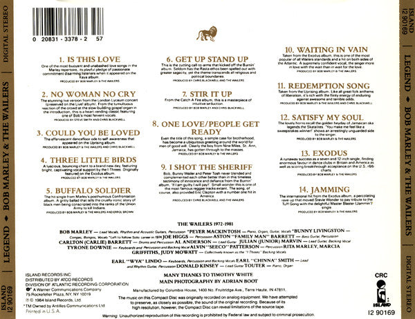 Bob Marley & The Wailers : Legend (The Best Of Bob Marley And The Wailers) (CD, Comp, Club)