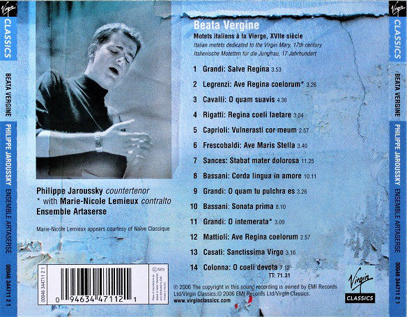 Philippe Jaroussky, Ensemble Artaserse : Beata Vergine (CD, Album)