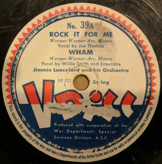 Jimmie Lunceford And His Orchestra / Cab Calloway And His Orchestra : Rock It For Me / Wham / St. James Infirmary / Geechee Joe (12")
