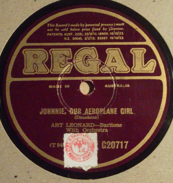 Art Leonard : Johnnie, Our Aeroplane Girl / A Lone Girl Flyer (Shellac, 10")