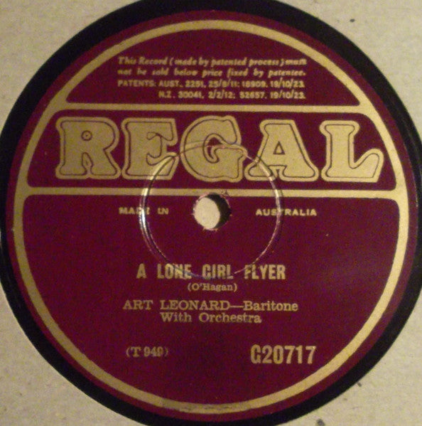 Art Leonard : Johnnie, Our Aeroplane Girl / A Lone Girl Flyer (Shellac, 10")