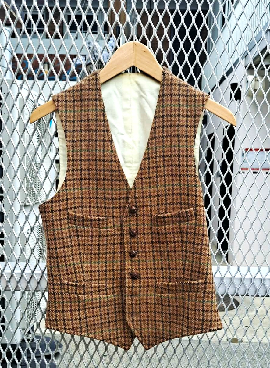Polo Ralph Lauren Irish Tweed Checked Mens Wool Vest Mens Small 36R