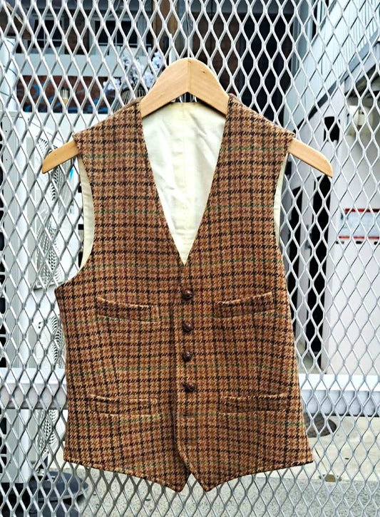 Polo Ralph Lauren Irish Tweed Checked Mens Wool Vest Mens Small 36R