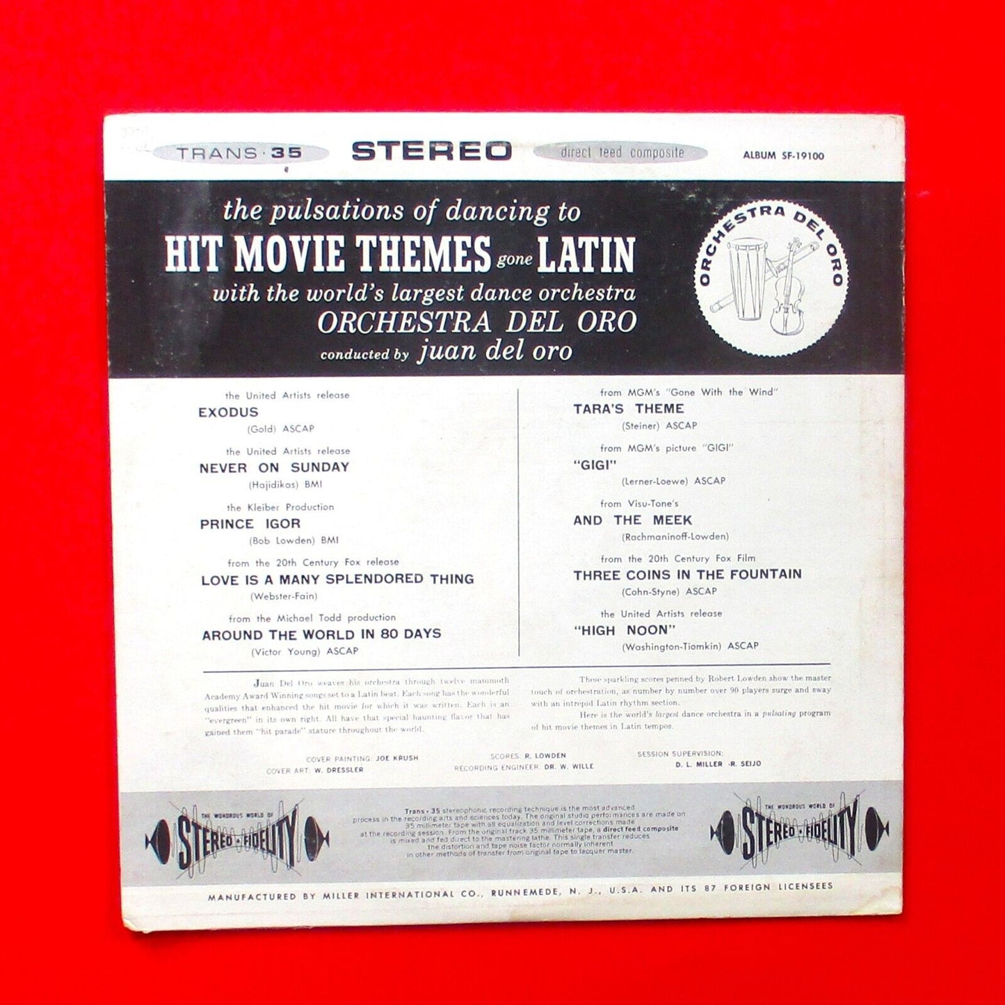 Orchestra Del Oro ‎Hit Movie Themes Go Latin US Vinyl LP