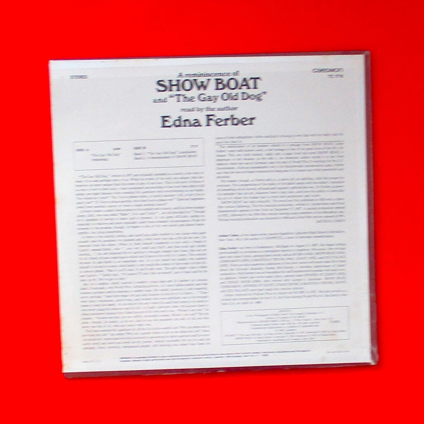 Edna Ferber Reminiscence of Show Boat & the Gay Old Dog Vinyl LP Sealed 1953