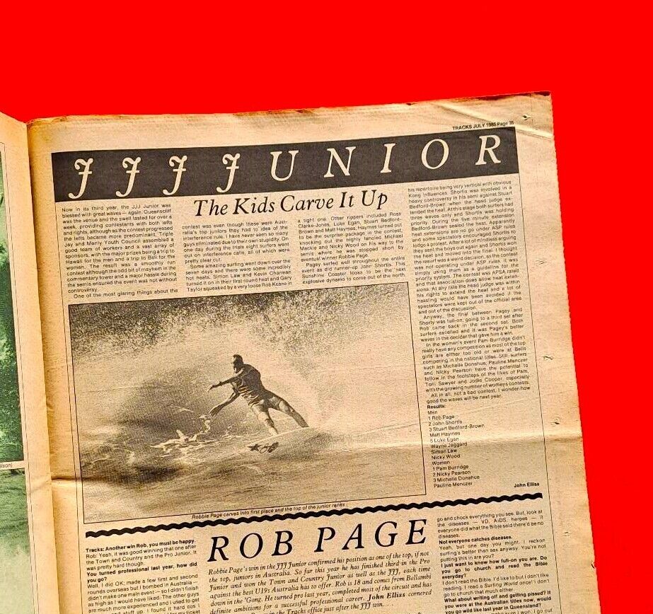 Tracks Magazine July 1985 Australian Surfing Rob Page Kirra Barrels