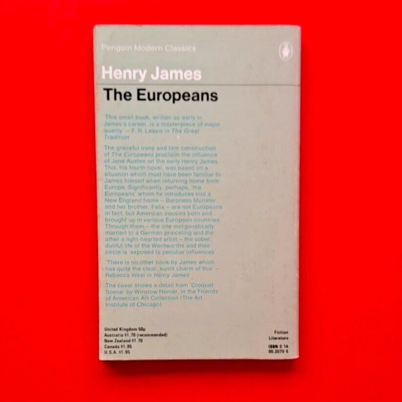 The Europeans by Henry James Penguin Modern Classics Paperback Book