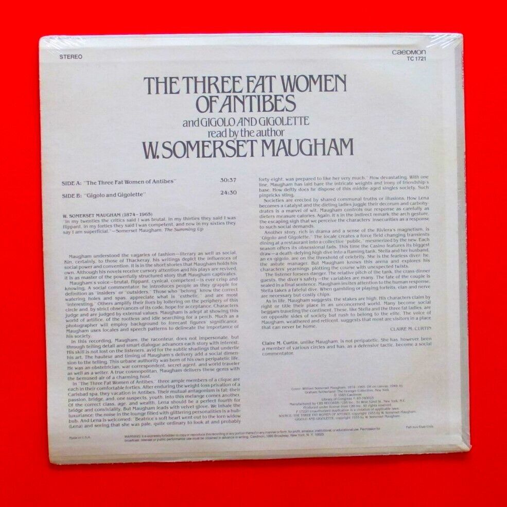W. Somerset Maugham 3 Fat Women Of Antibes Gigolo & Gigolettez Sealed LP 1983