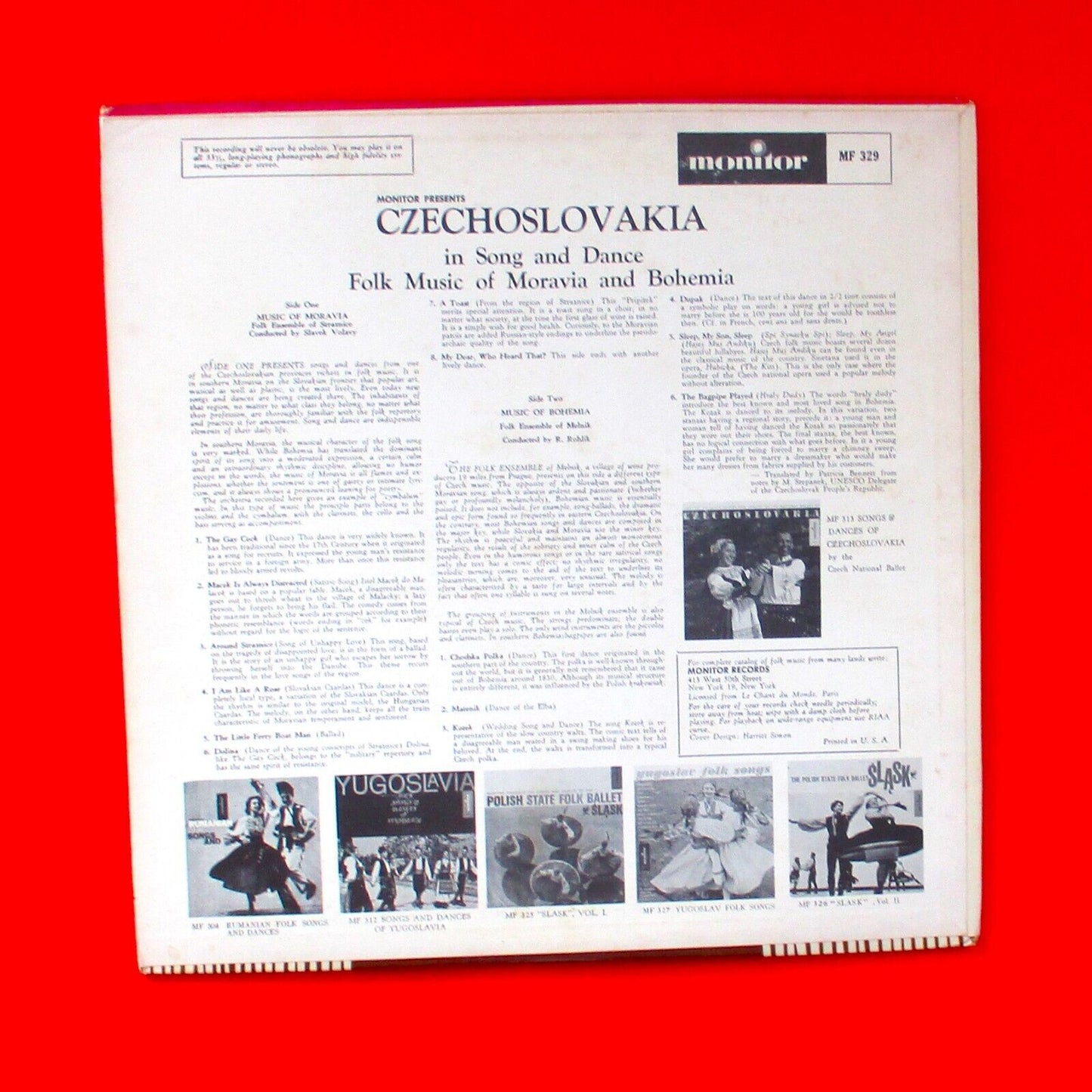 Various ‎Czechoslovakia in Song and Dance Vinyl ALbum LP US Mono Folk
