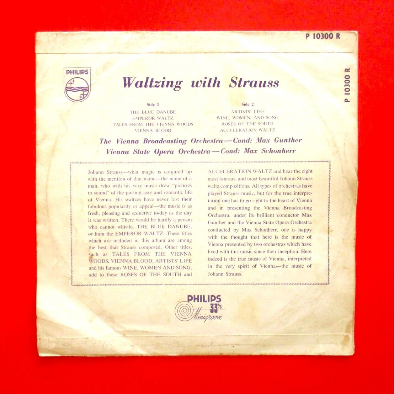 The Vienna Broadcasting Orchestra Waltzing With Strauss 10" Vinyl Australian