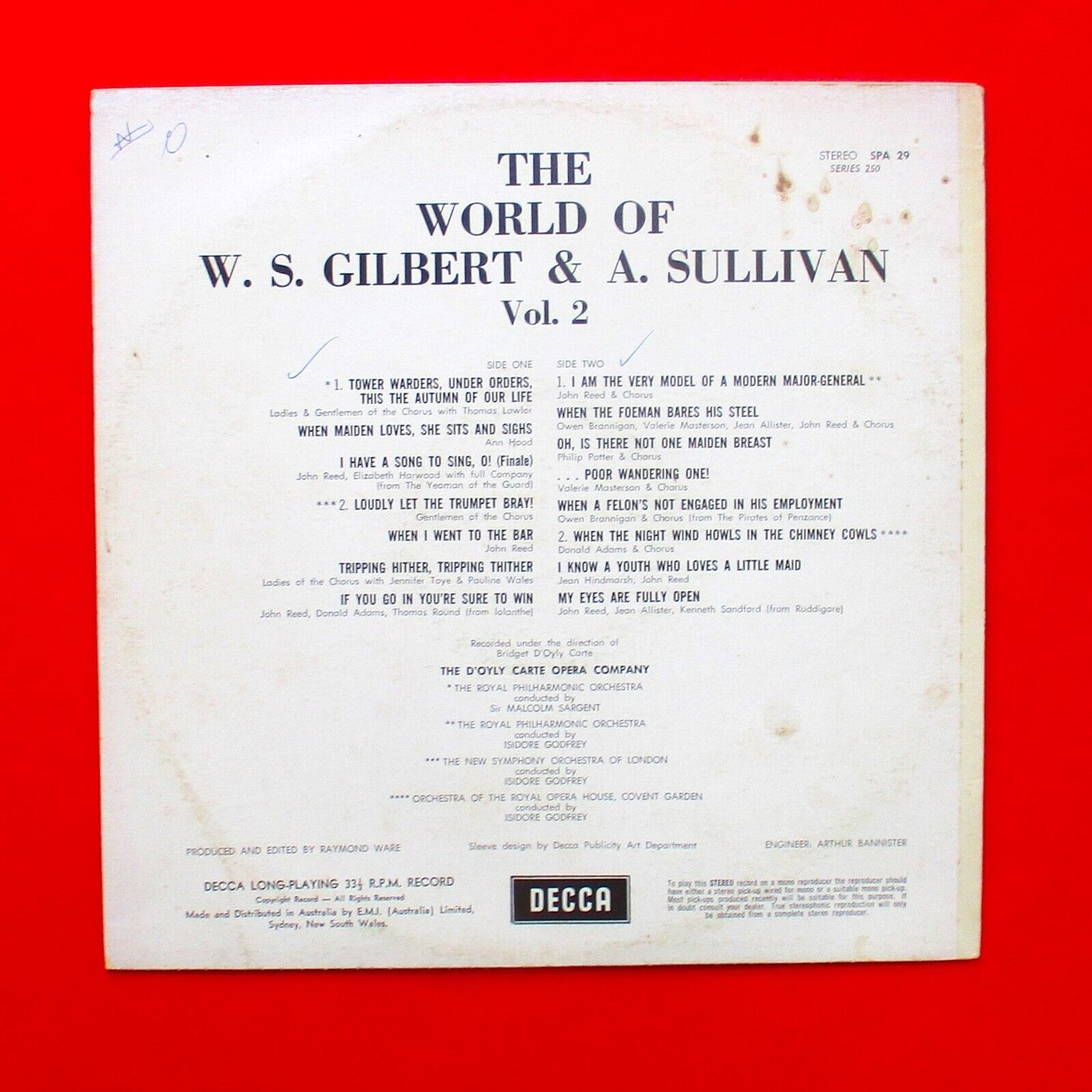 The World Of W. S. Gilbert & A. Sullivan Vol. 2 Vinyl Album LP 1969 Australian