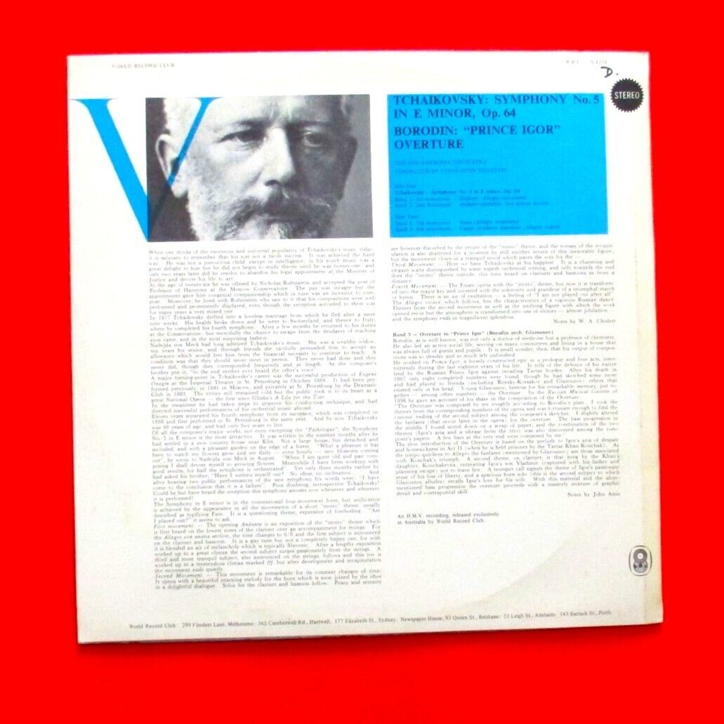 Tchaikovsky Vth Symphony In E Minor, Op. 64 Vinyl LP 1972 Pressing