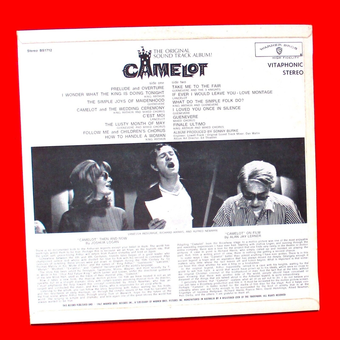 Camelot (Original Motion Picture Sound Track) Vinyl ALbum LP 1967 Australian