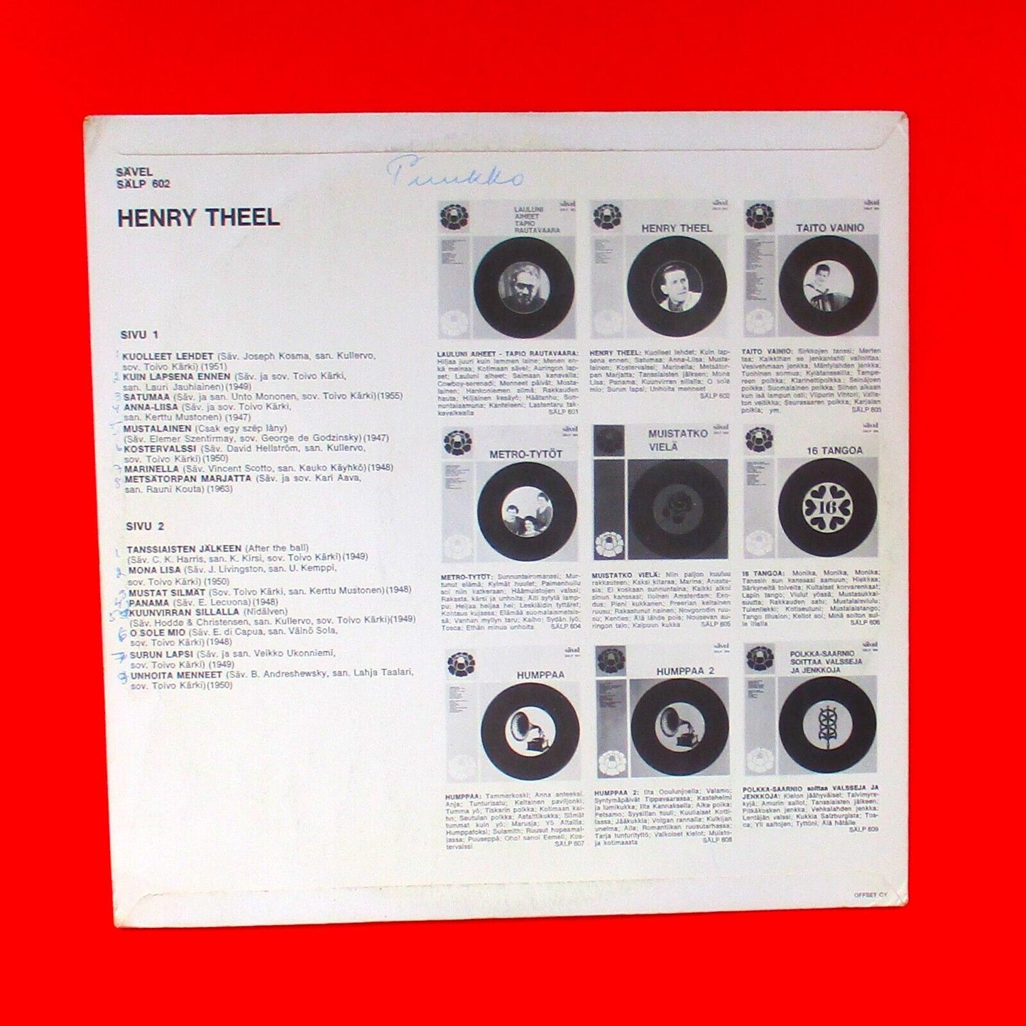 Henry Theel ‎Henry Theel Vinyl Compilation LP Folk Finland 1968