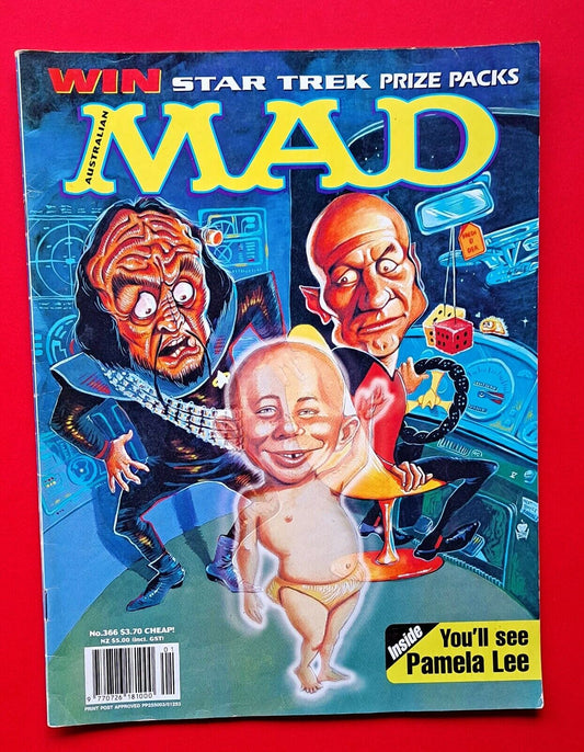 Captain Picard and Worf cover Australian MAD Magazine 166