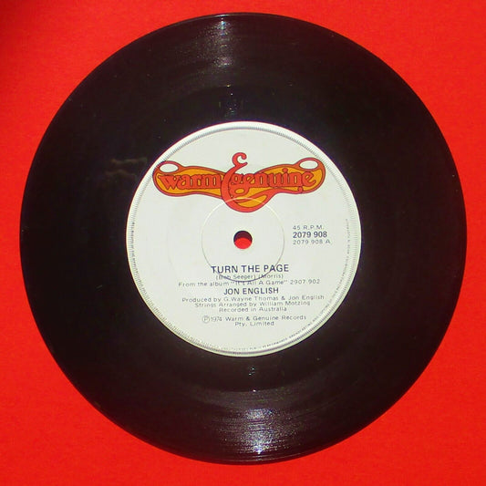 Jon English Turn The Page 1975 Vinyl 7" Single Australian Pressing