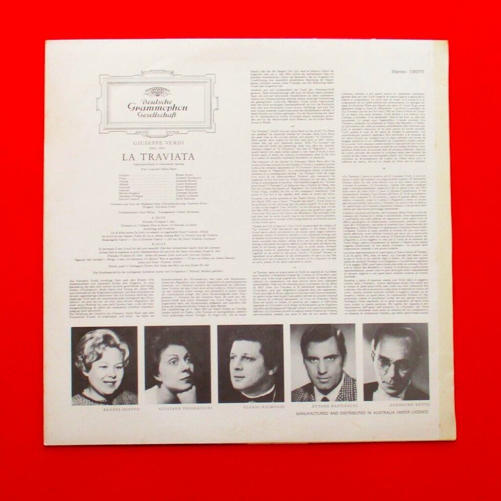 Verdi La Traviata (In Italiano) Vinyl Album LP Vintage Pressing