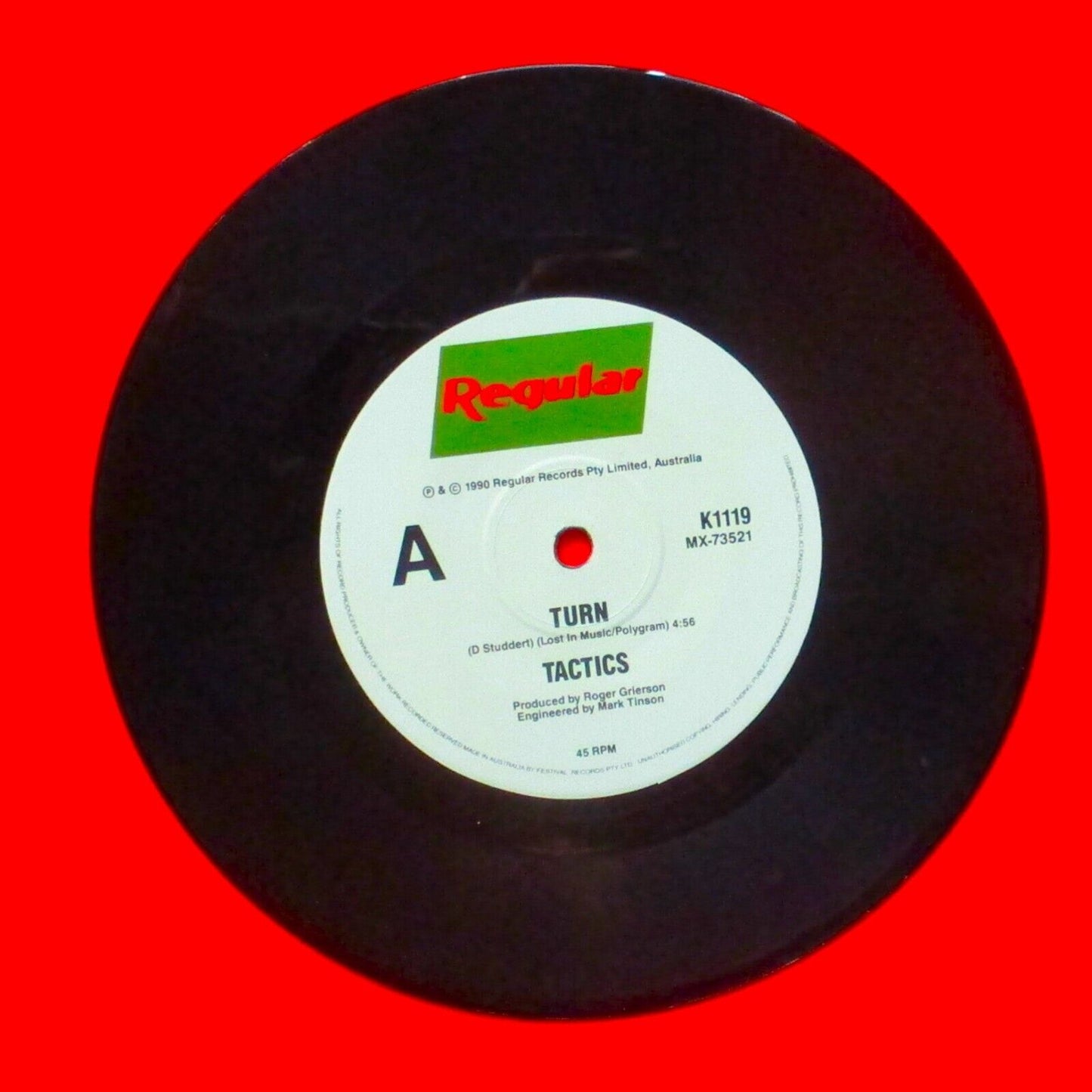 Tactics ‎Turn Vinyl 7" Single 1990 Australian Limited Edition Promo Copy