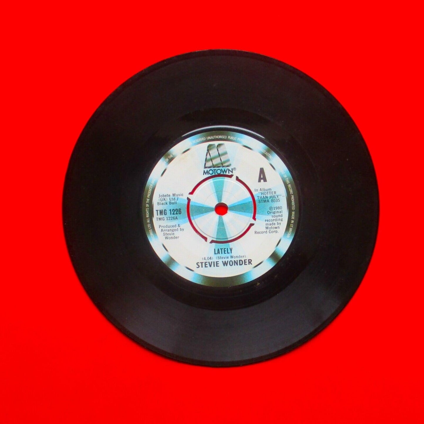 Stevie Wonder ‎Lately "7 Vinyl Single Motown UK Pressing