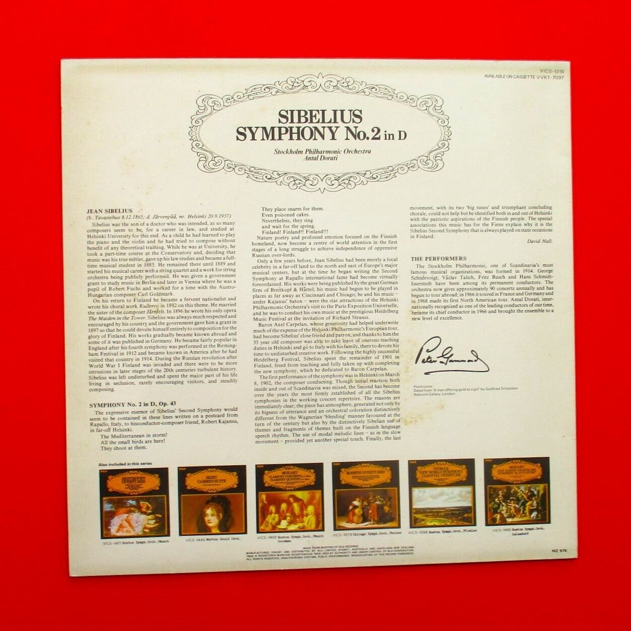 Sibelius Antal Dorati Symphony No. 2 in D Vinyl Album LP 1969 Australian Press