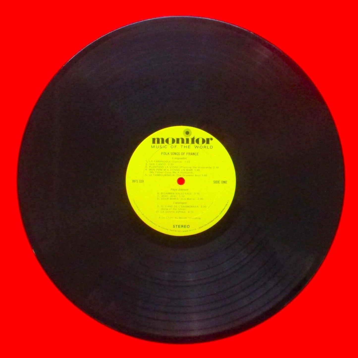 Various Folk Songs Of France Vinyl Album LP Monitor US Press
