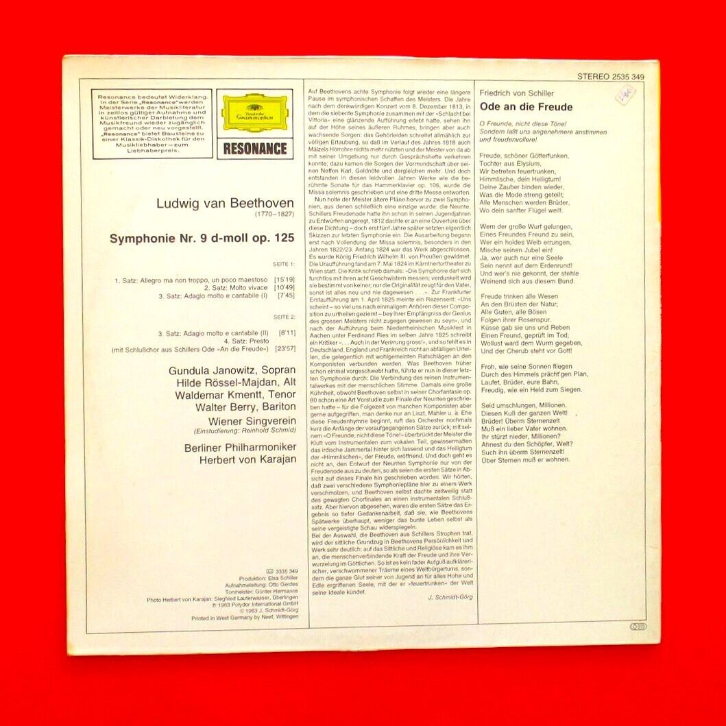 Beethoven Symphonie Nr. 9 Vinyl Album LP Classical